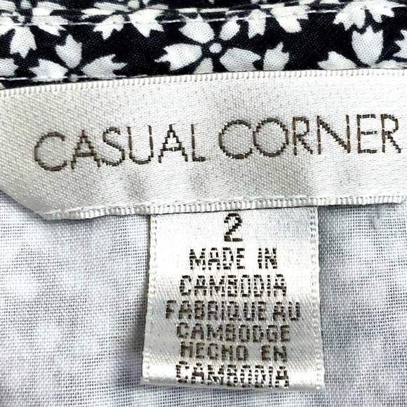 Vintage Classic Casual corner navy white floral print cotton skirt size 2 - Picture 7 of 8